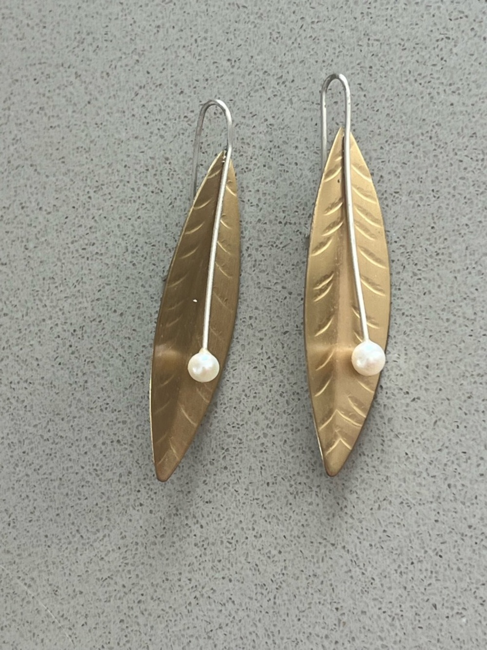 Gold Leaf Pearl Drop Earrings - Women Jewelry